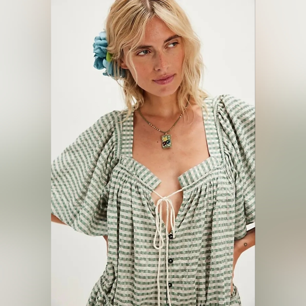 NWOT Free People County Line Plaid Romper